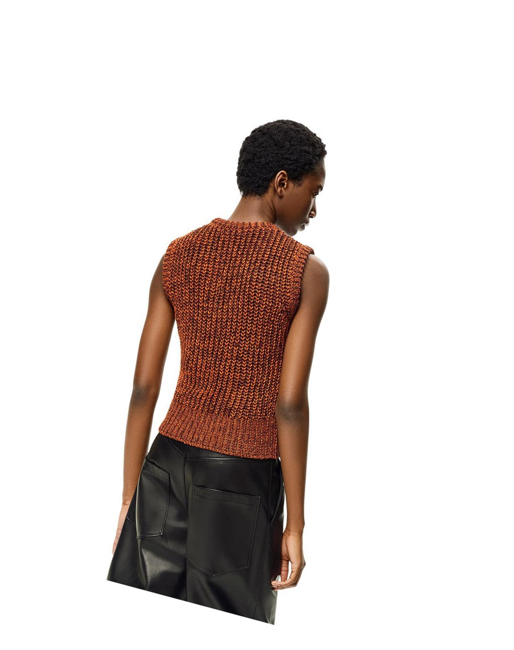 Loewe Ripped chain vest in hemp and linen Marrom | BDOET-7301