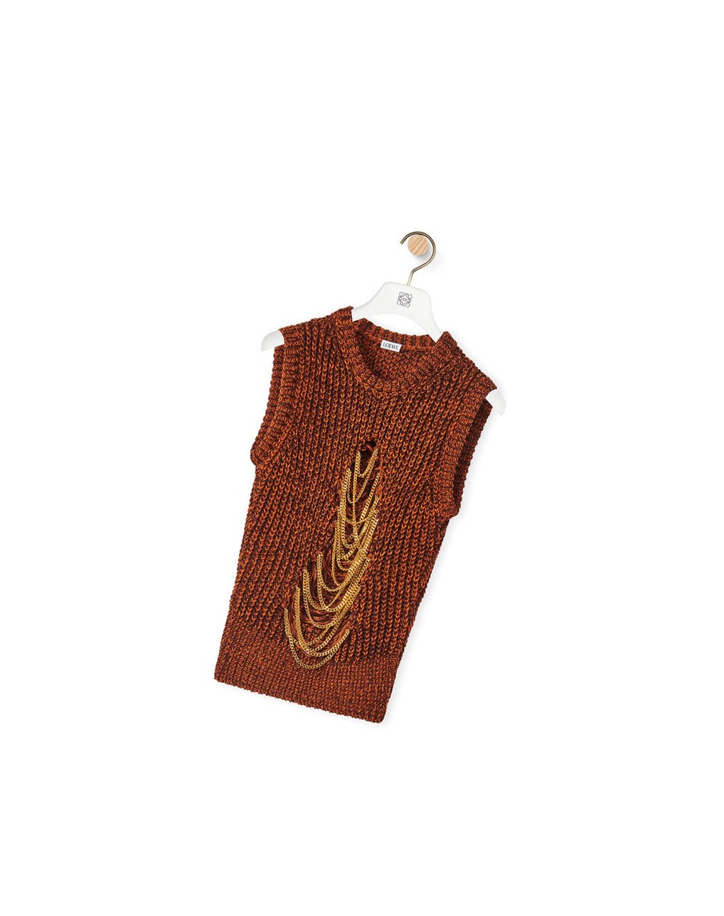 Loewe Ripped chain vest in hemp and linen Marrom | BDOET-7301