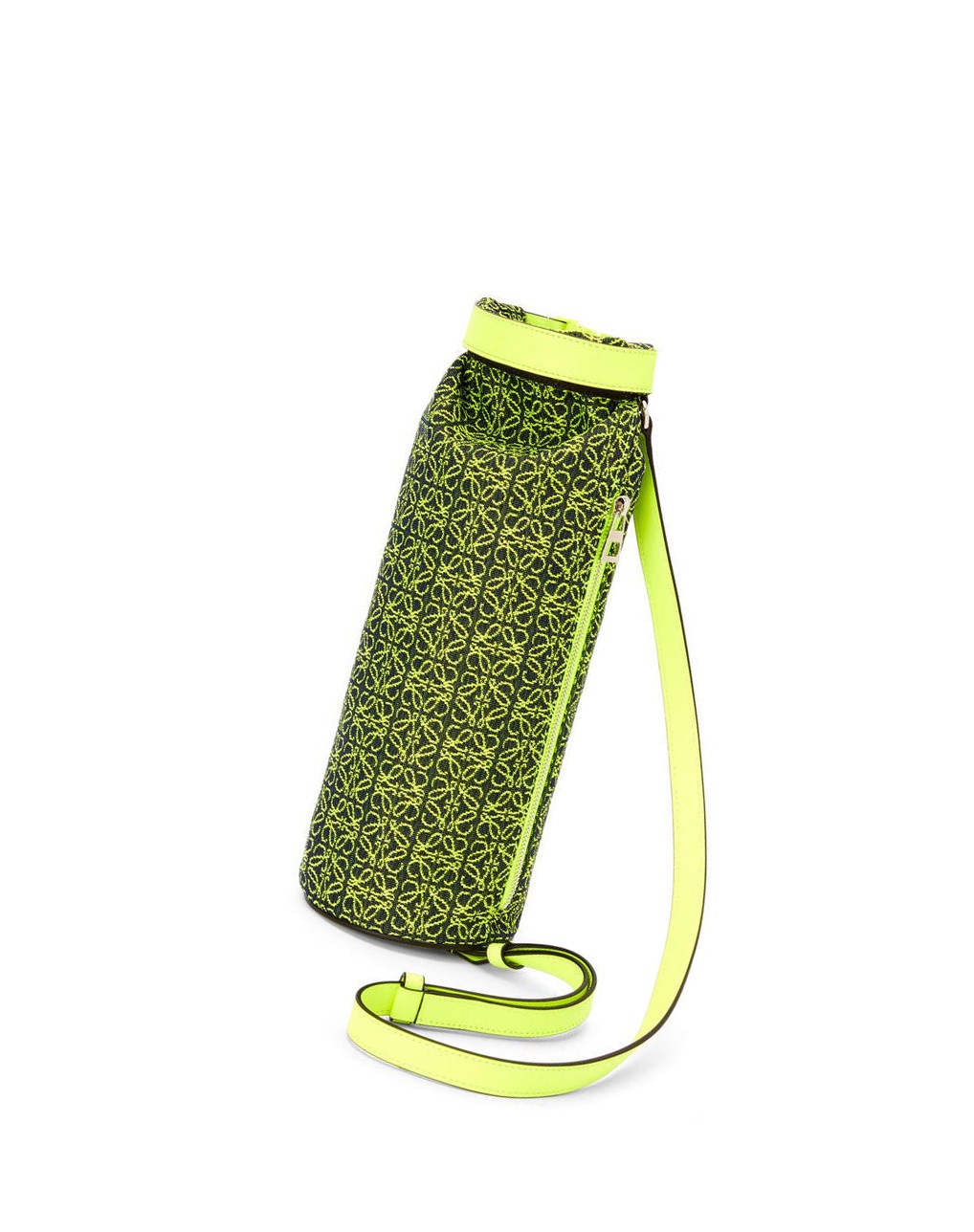 Loewe Roll Top Sling in Anagram jacquard and calfskin Amarillos Azul Marino Oscuro | AEKNF-7240