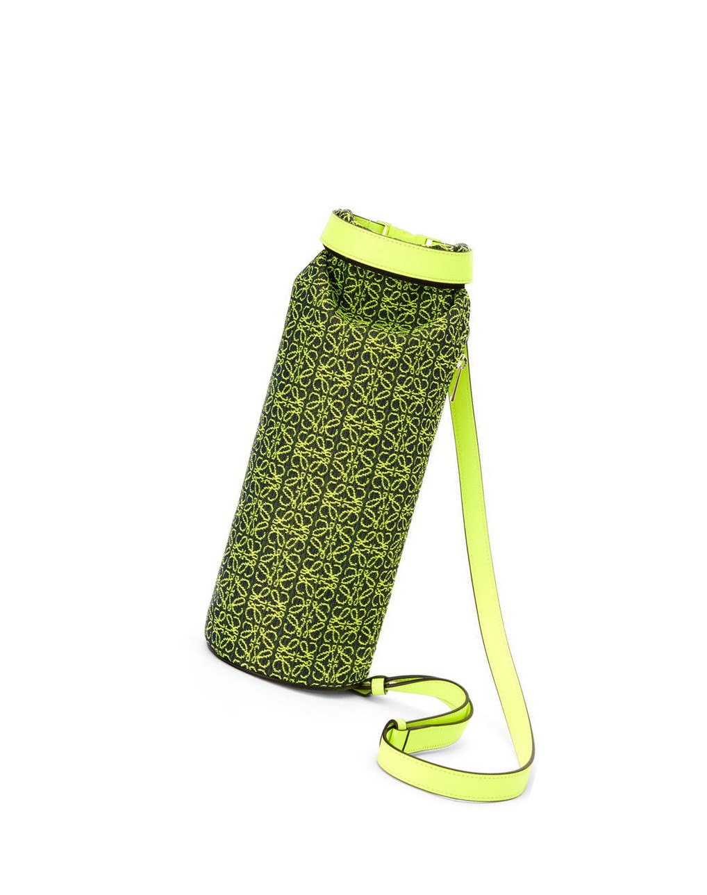Loewe Roll Top Sling in Anagram jacquard and calfskin Amarillos Azul Marino Oscuro | AEKNF-7240