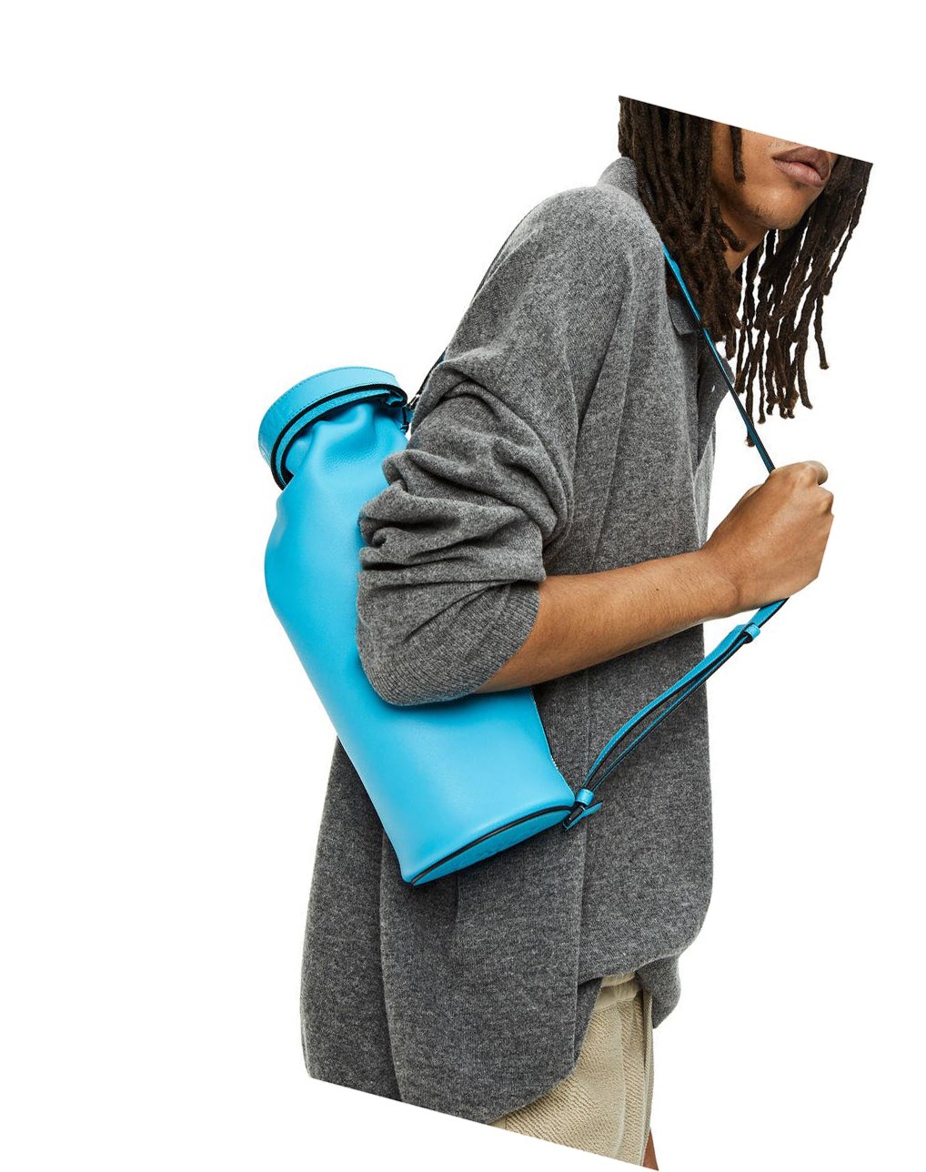 Loewe Roll Top Sling in supple smooth calfskin Cyan | CHTBF-2365