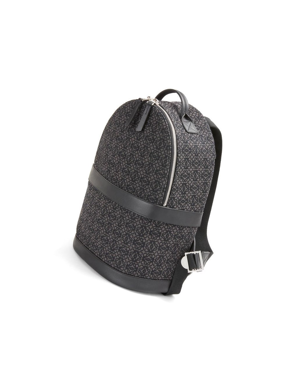 Loewe Round backpack in Anagram jacquard and calfskin Negros | GRDLZ-5738