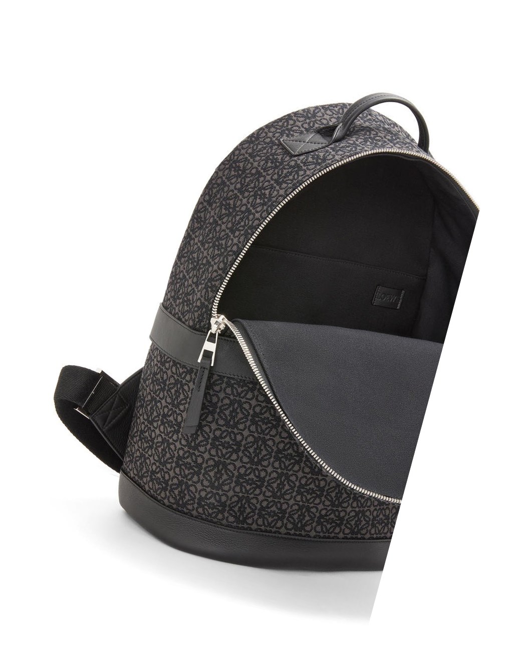 Loewe Round backpack in Anagram jacquard and calfskin Negros | GRDLZ-5738