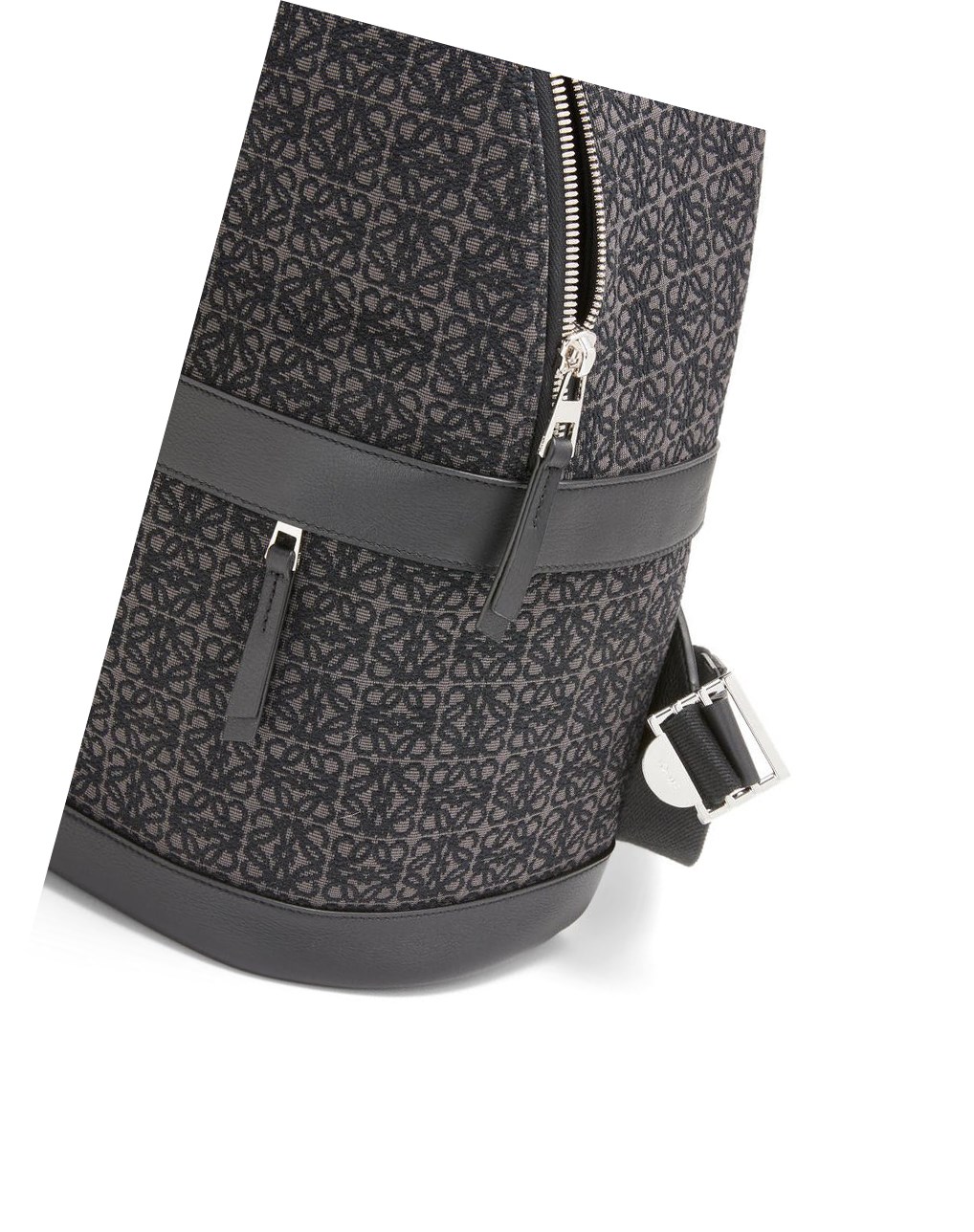 Loewe Round backpack in Anagram jacquard and calfskin Negros | GRDLZ-5738