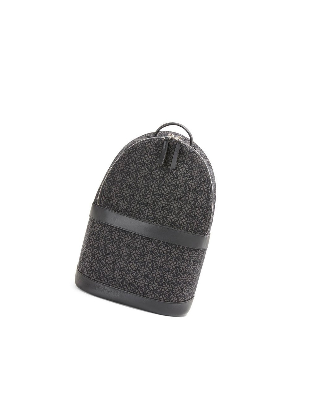 Loewe Round backpack in Anagram jacquard and calfskin Negros | GRDLZ-5738