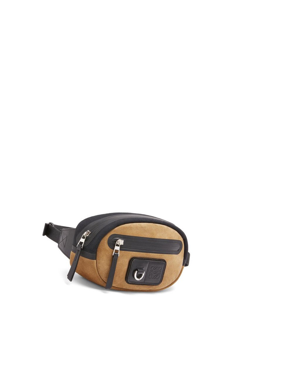Loewe Round bumbag in recycled canvas and suede Negros Dorados Oscuro | LFMKS-6243