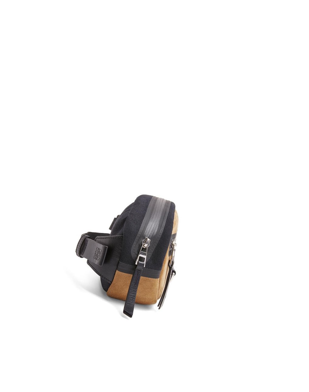 Loewe Round bumbag in recycled canvas and suede Negros Dorados Oscuro | LFMKS-6243