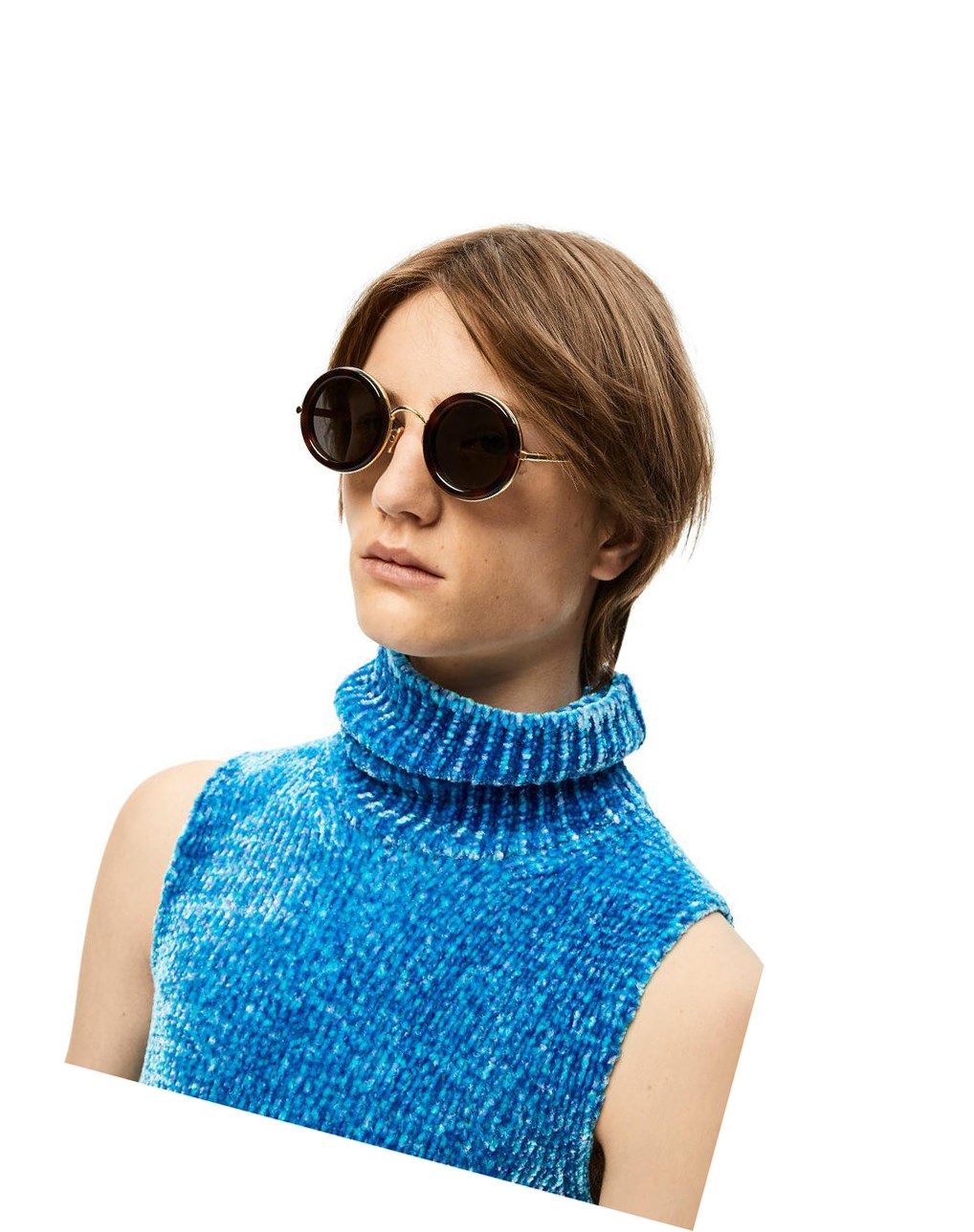 Loewe Round sunglasses in acetate Dorados Claro | GUBQF-5234