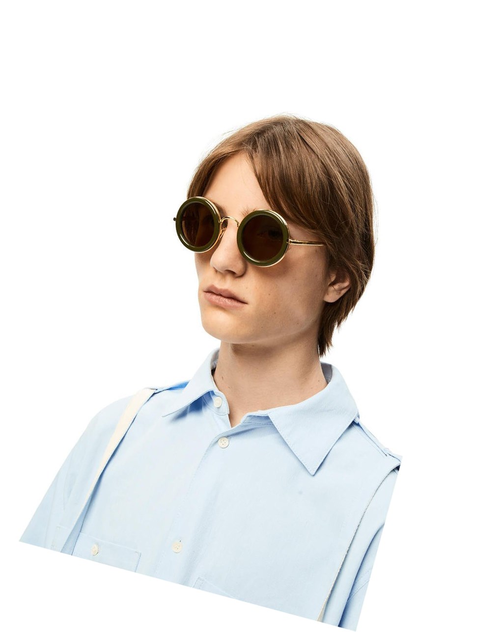 Loewe Round sunglasses in acetate Kaki Verdes Dorados | PFBQH-3095