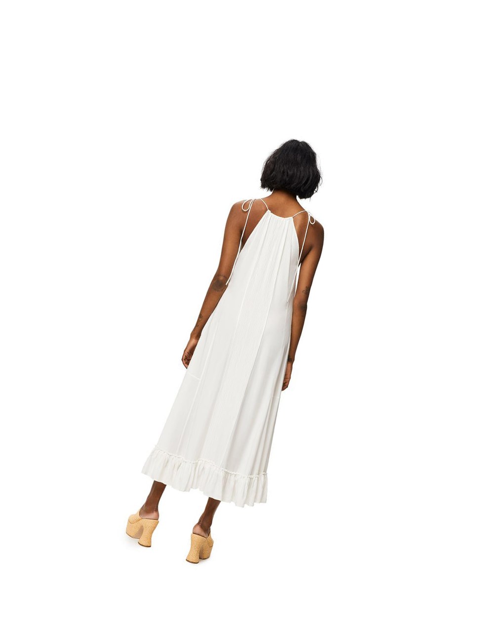 Loewe Ruffle dress in viscose Blancos | XJYGW-6917