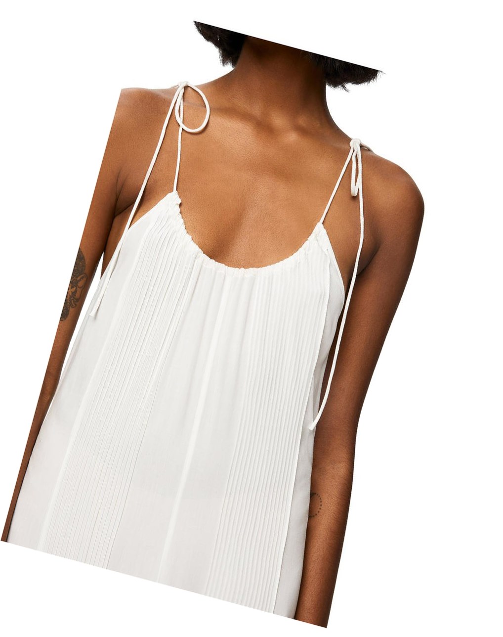 Loewe Ruffle dress in viscose Blancos | XJYGW-6917