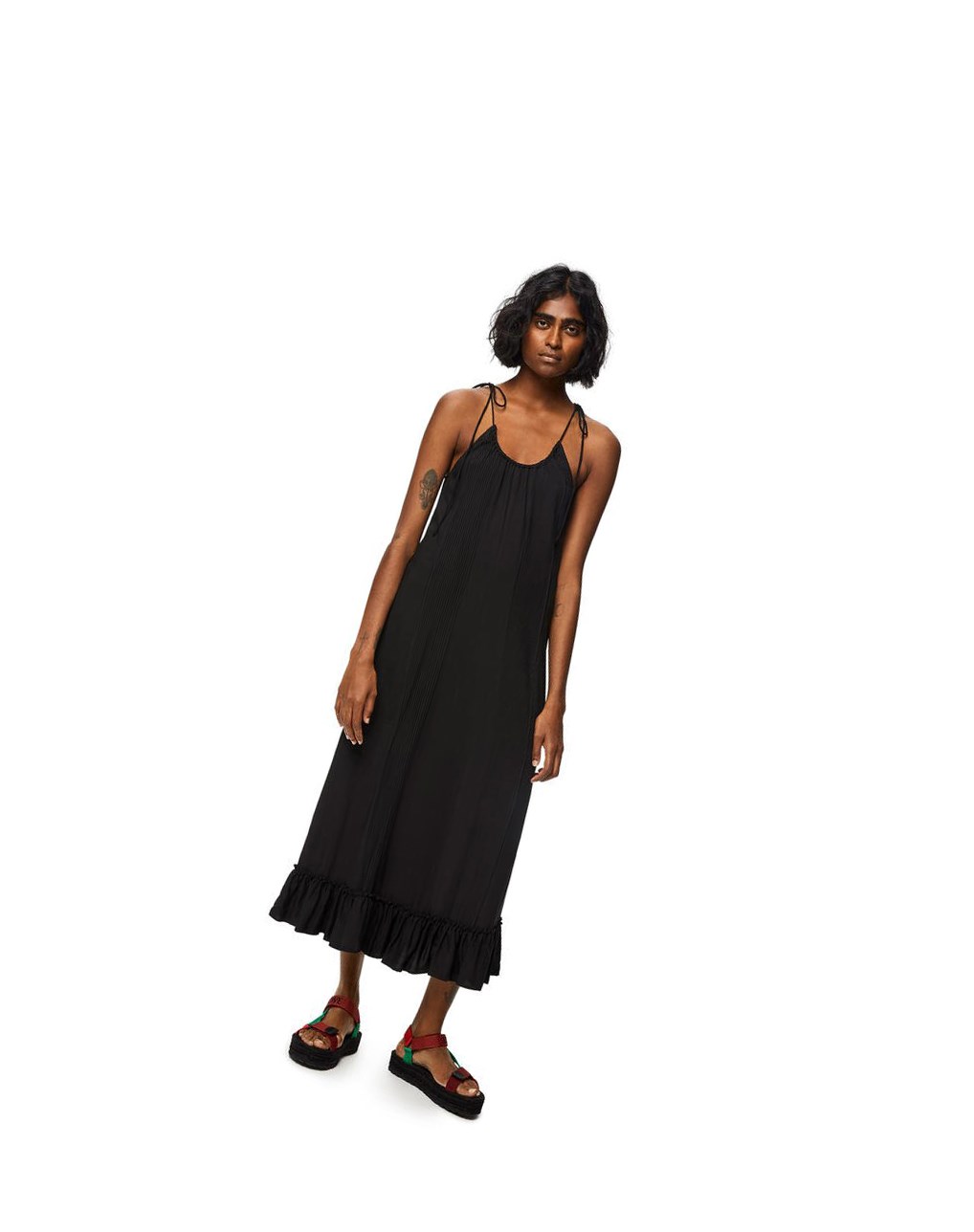 Loewe Ruffle dress in viscose Negros | OYKAC-3215