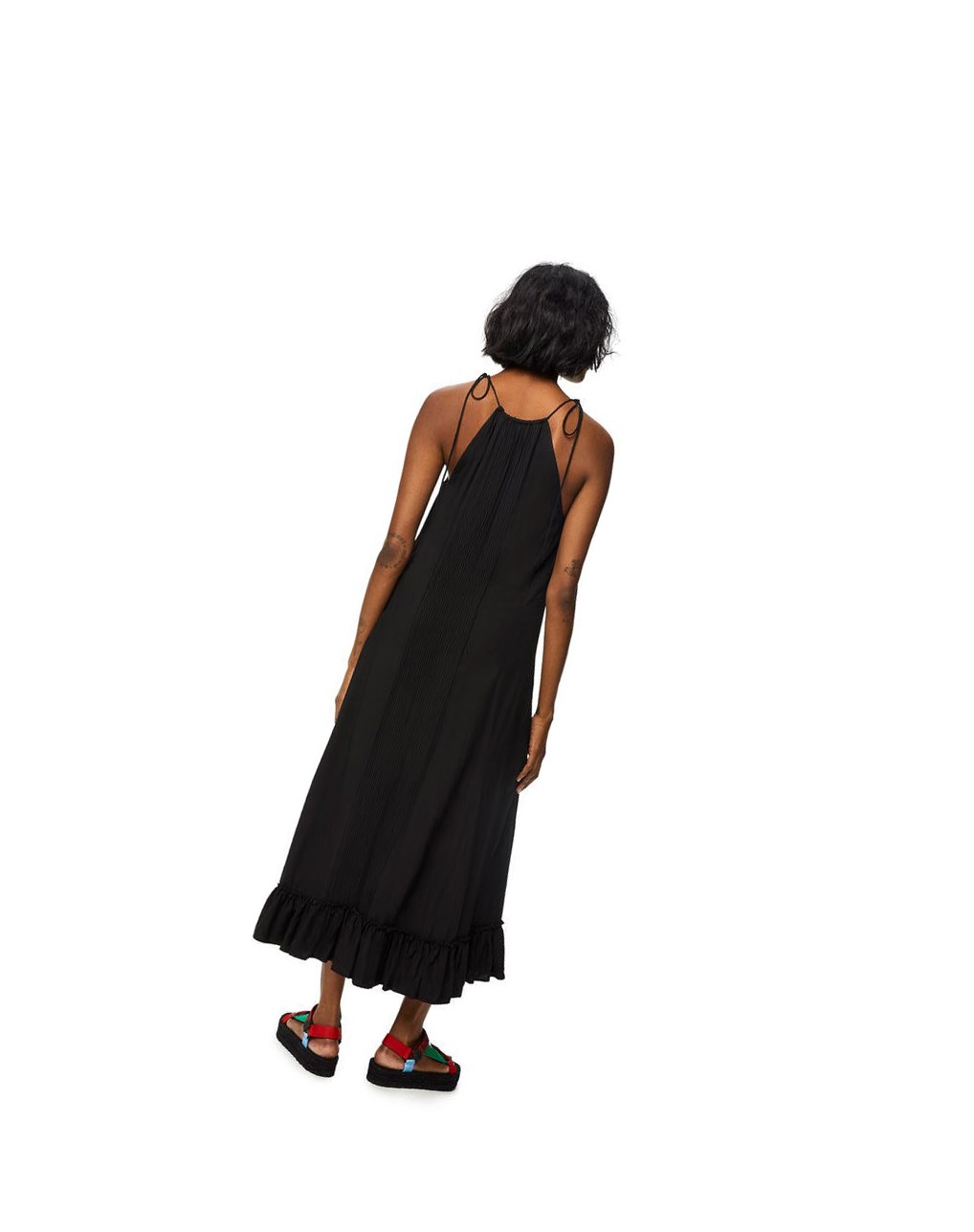 Loewe Ruffle dress in viscose Negros | OYKAC-3215