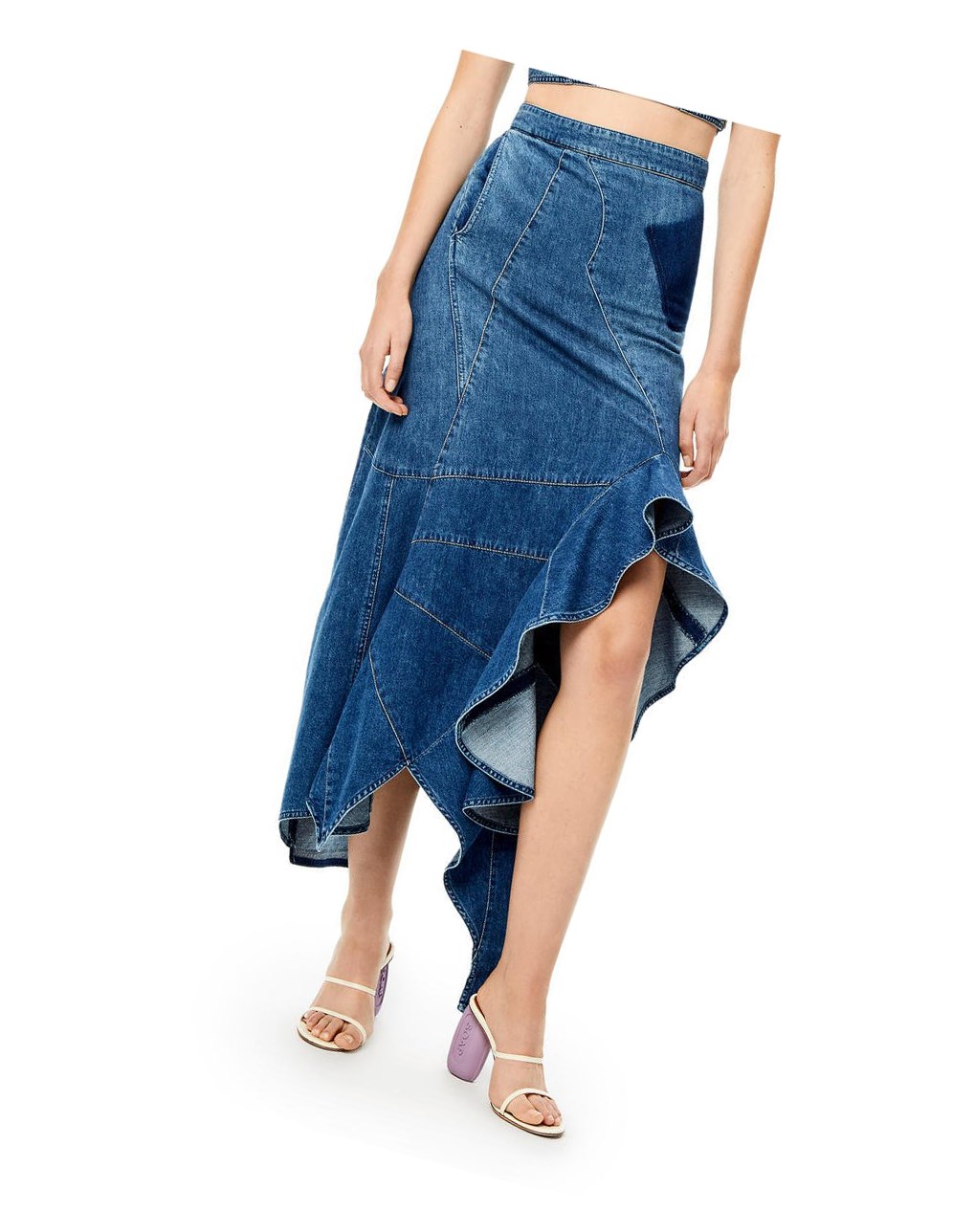 Loewe Ruffle skirt in denim Azules | IHBEQ-1345