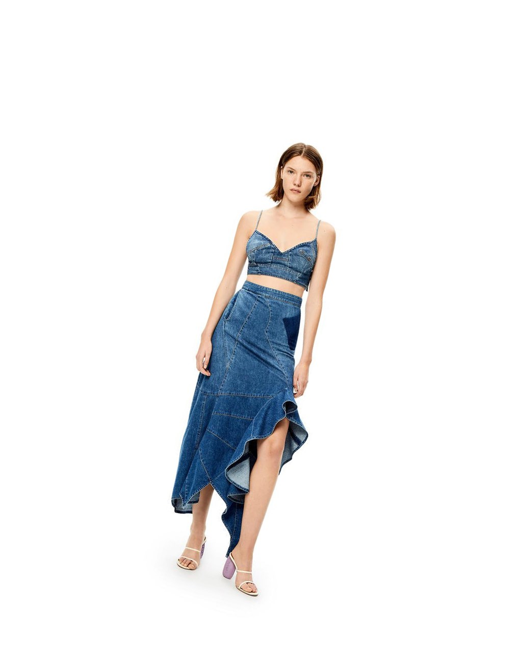 Loewe Ruffle skirt in denim Azules | IHBEQ-1345