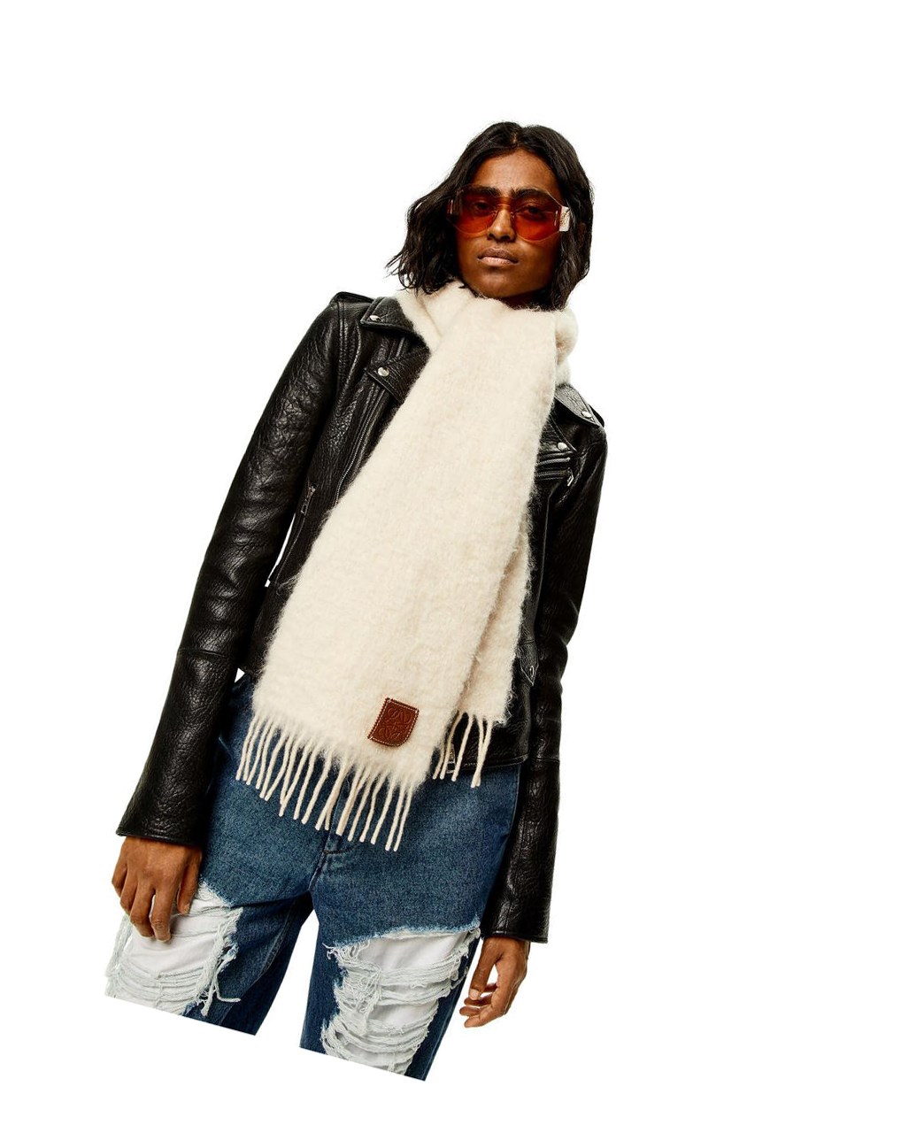 Loewe Scarf in wool and mohair Blancos | CTLMQ-8132