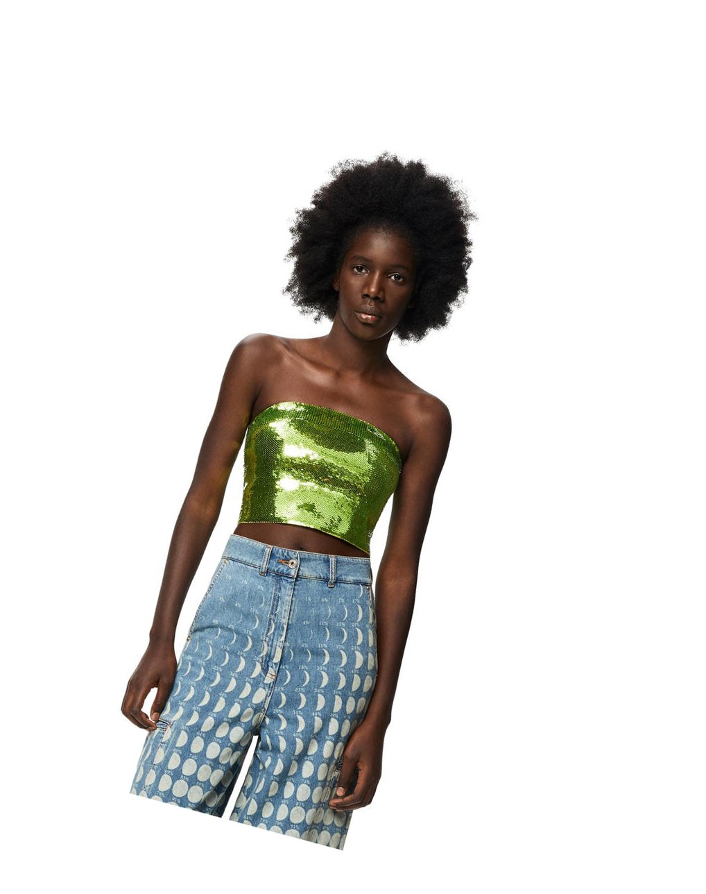 Loewe Sequin bustier top in viscose Verdes | PTUMA-6049