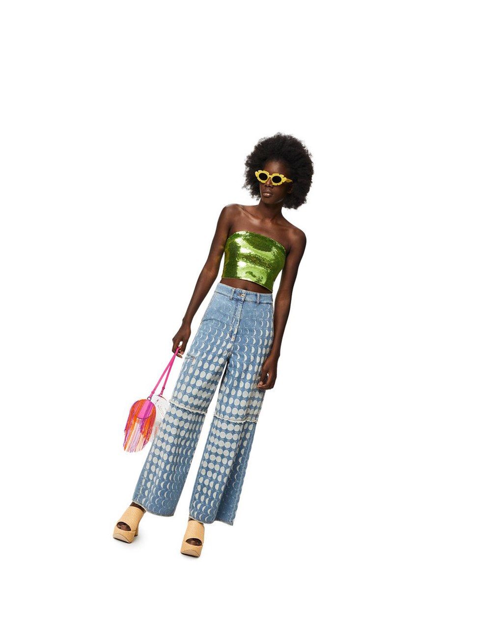 Loewe Sequin bustier top in viscose Verdes | PTUMA-6049
