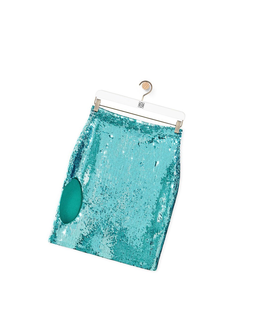 Loewe Sequin cut-out skirt in viscose Turquesa | HTOPB-6180