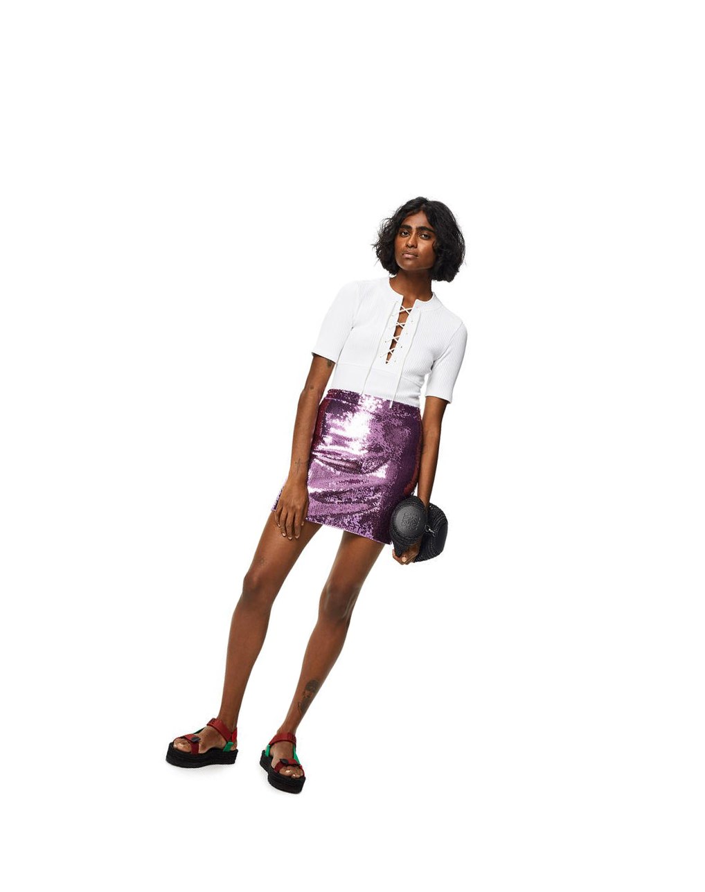 Loewe Sequin mini skirt in viscose Morados | AZBRI-1739