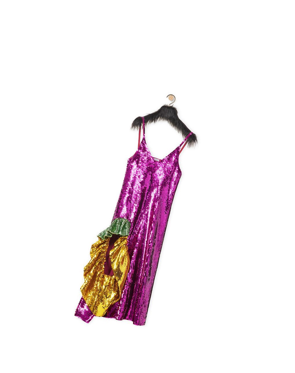 Loewe Sequin ruffle dress in wool Fucsia | VDUQX-8407