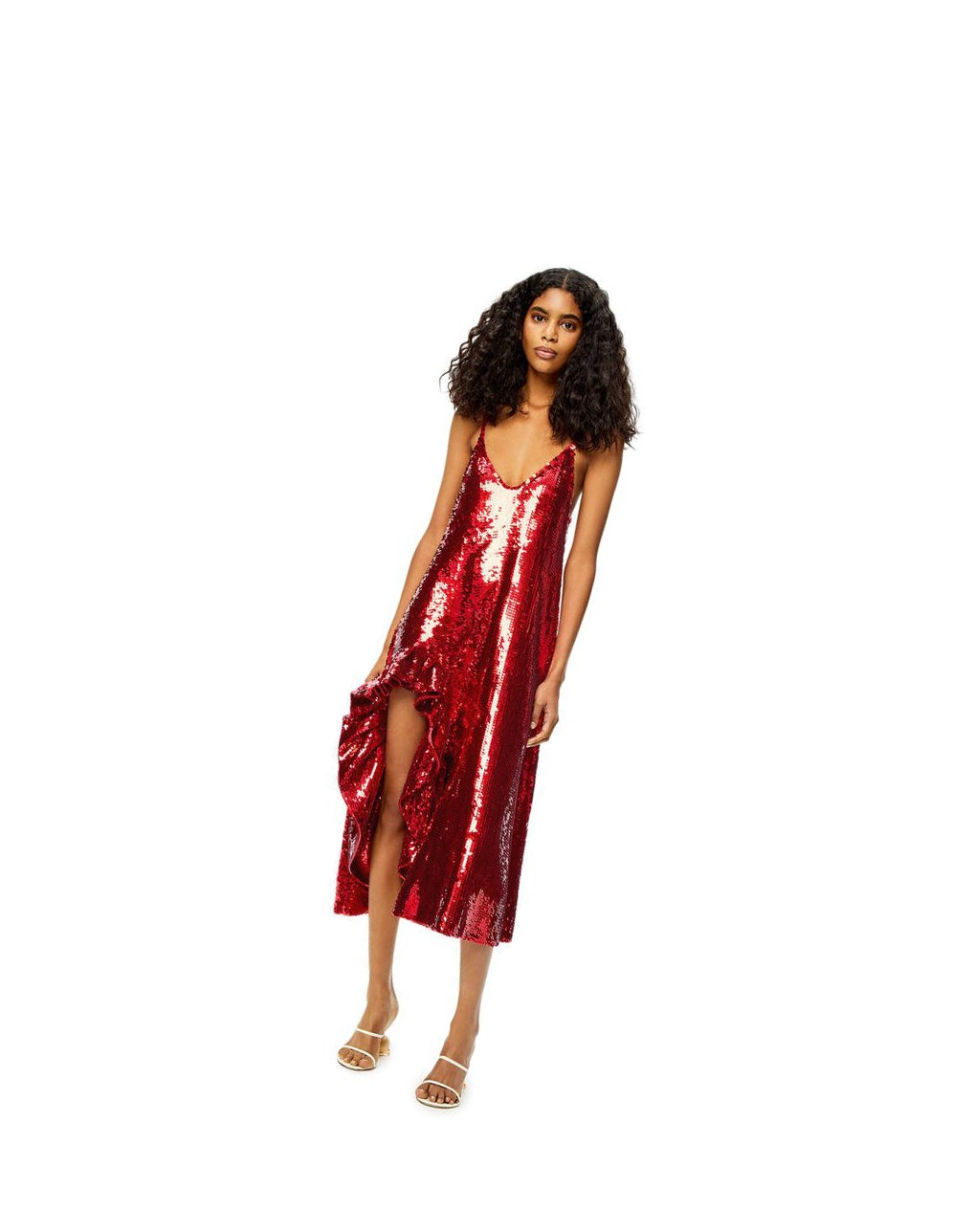 Loewe Sequin ruffle dress in wool Rojos | XHWTI-3916