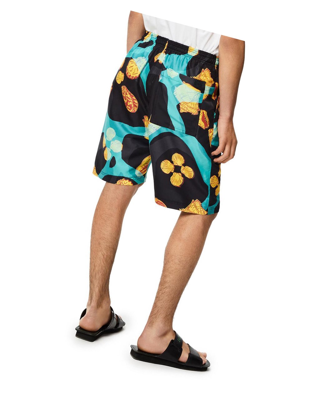 Loewe Shell print drawstring shorts in silk Negros Turquesa | VRLKG-8925