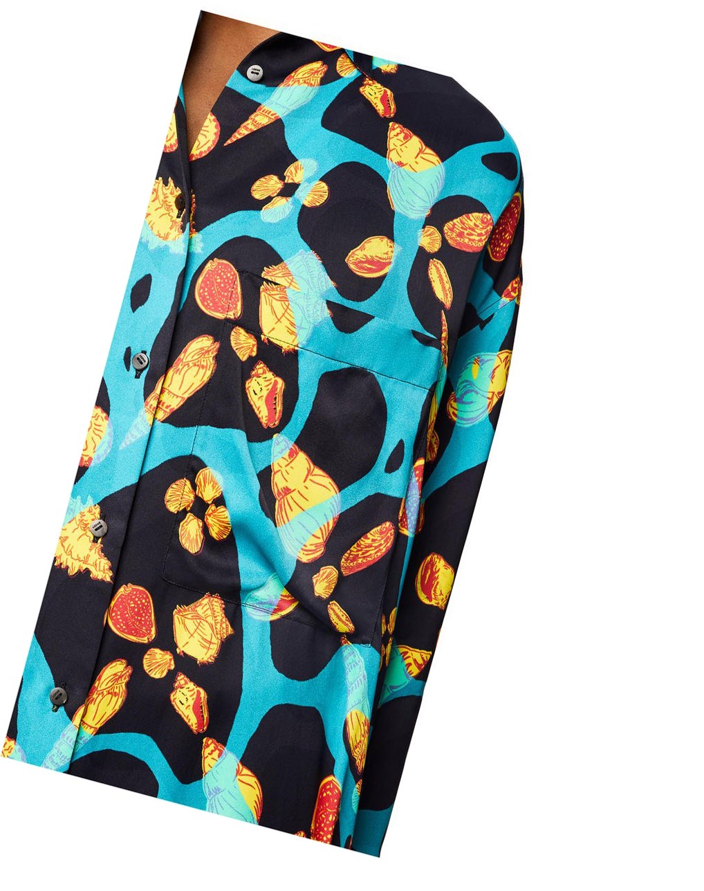 Loewe Shell print shirt in viscose Negros Turquesa | IMBPF-4789