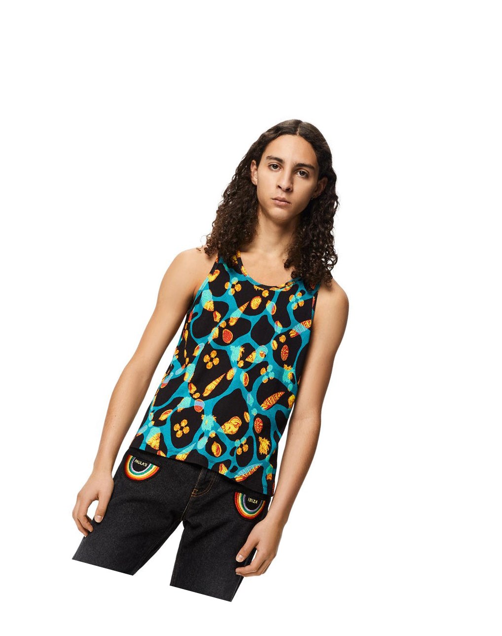 Loewe Shell print tank top in cotton Negros Turquesa | TMOIY-9235