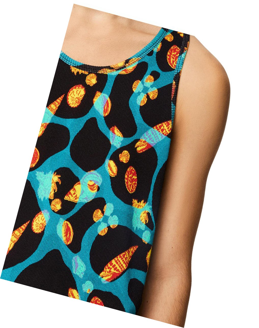 Loewe Shell print tank top in cotton Negros Turquesa | TMOIY-9235