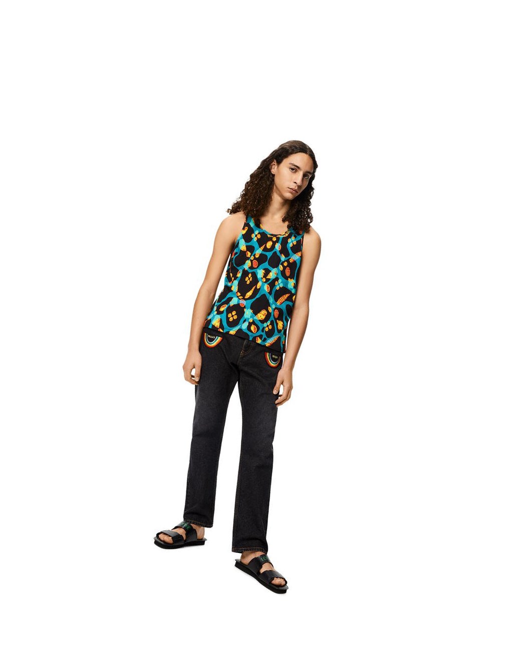 Loewe Shell print tank top in cotton Negros Turquesa | TMOIY-9235