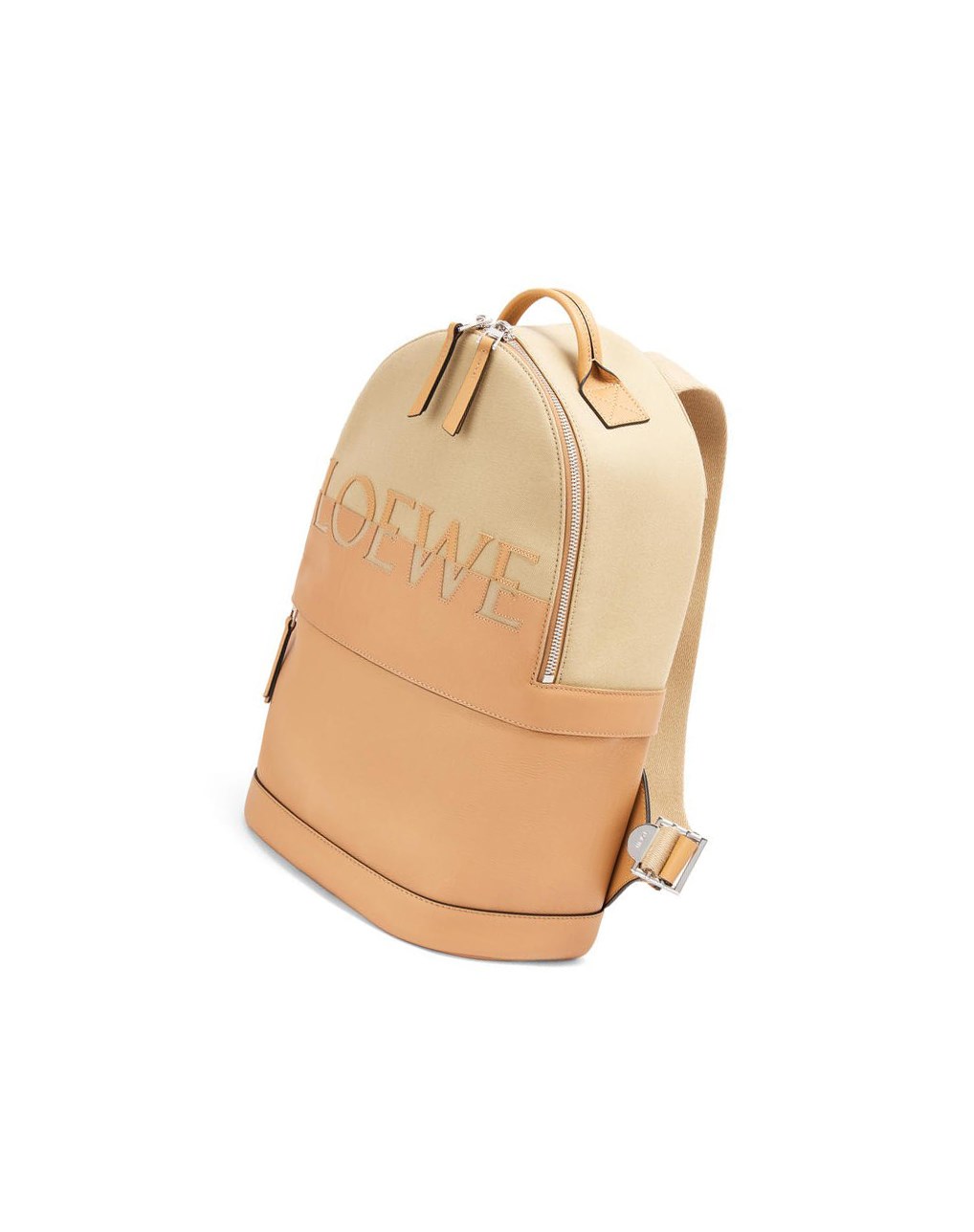 Loewe Signature Round backpack in canvas and classic calfskin Creta / Warm Desert | DVZTC-5673