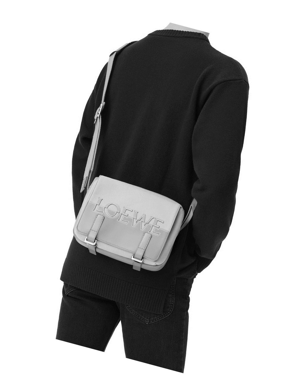 Loewe Signature XS Military messenger bag in canvas and classic calfskin Negros | GKTYX-7180