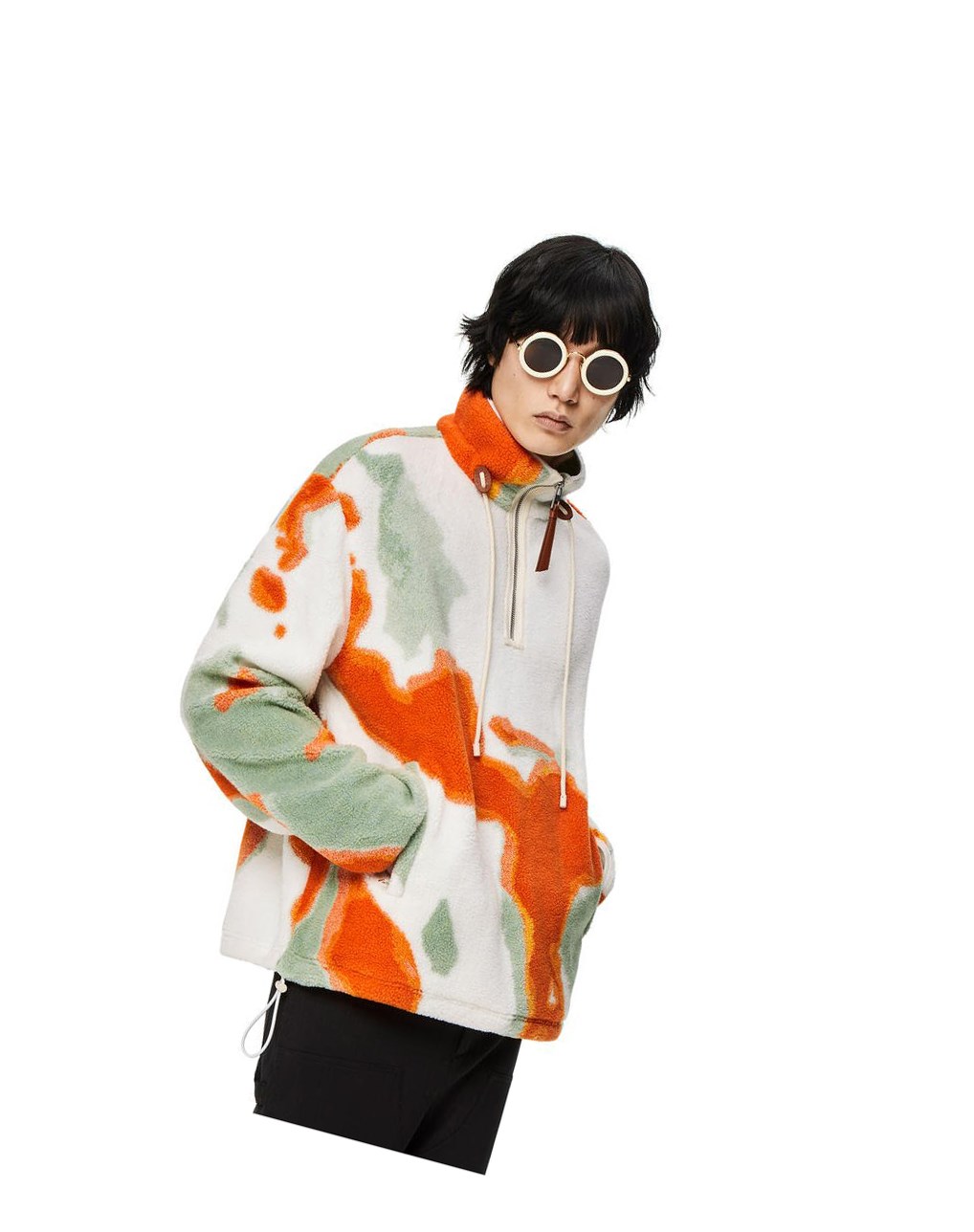 Loewe Silicona melange fleece jacket in polyester Verdes Naranjas | HITQS-7620