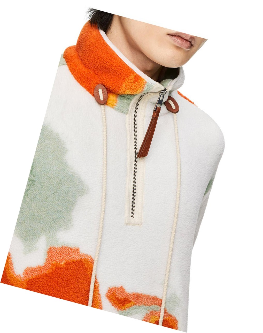 Loewe Silicona melange fleece jacket in polyester Verdes Naranjas | HITQS-7620