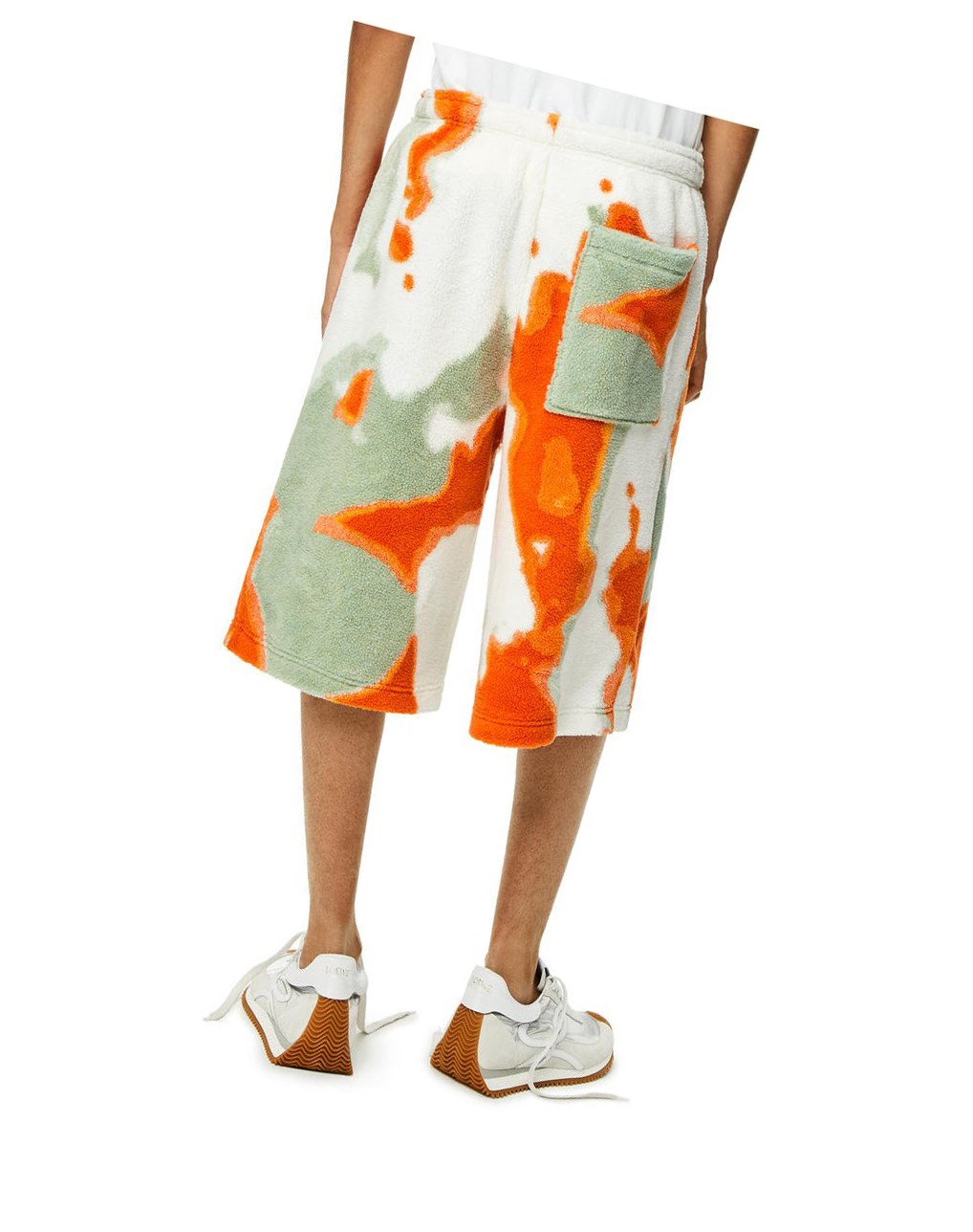 Loewe Silicona melange fleece shorts in polyester Verdes Naranjas | KZFIW-0293