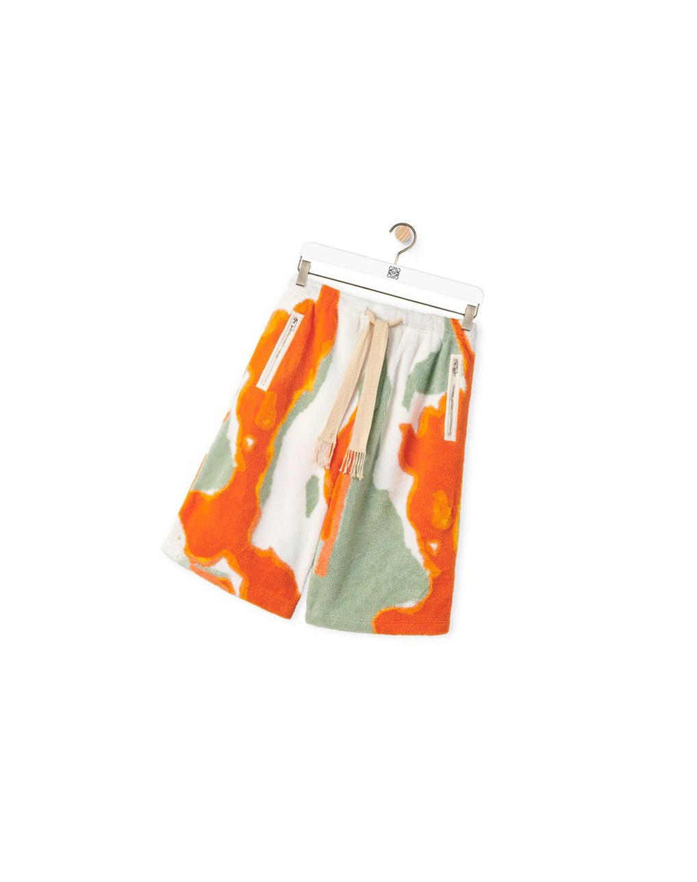 Loewe Silicona melange fleece shorts in polyester Verdes Naranjas | KZFIW-0293