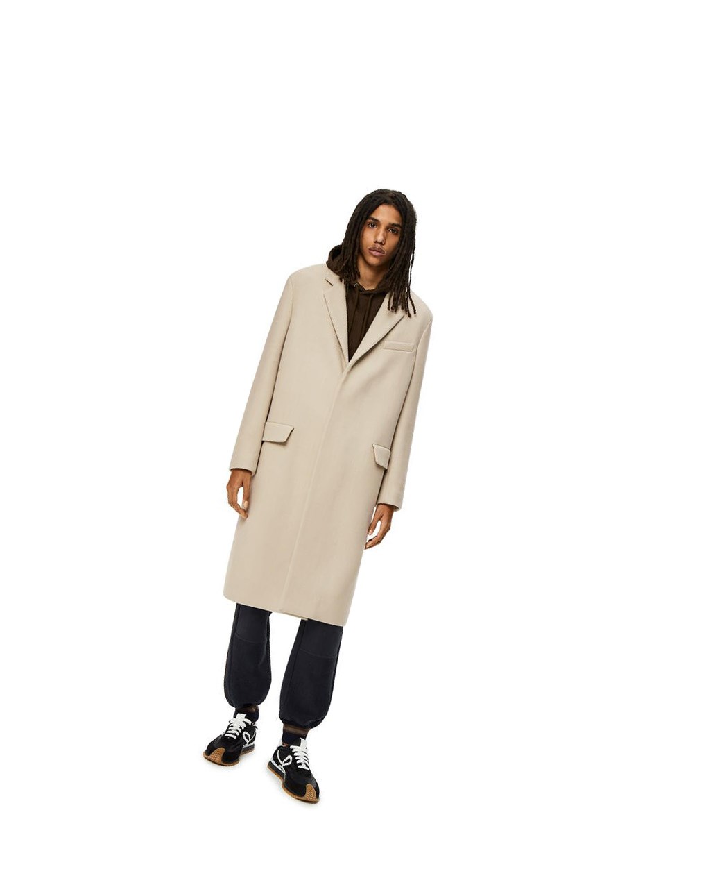 Loewe Single breasted coat in wool Quartz | OLDMS-8709