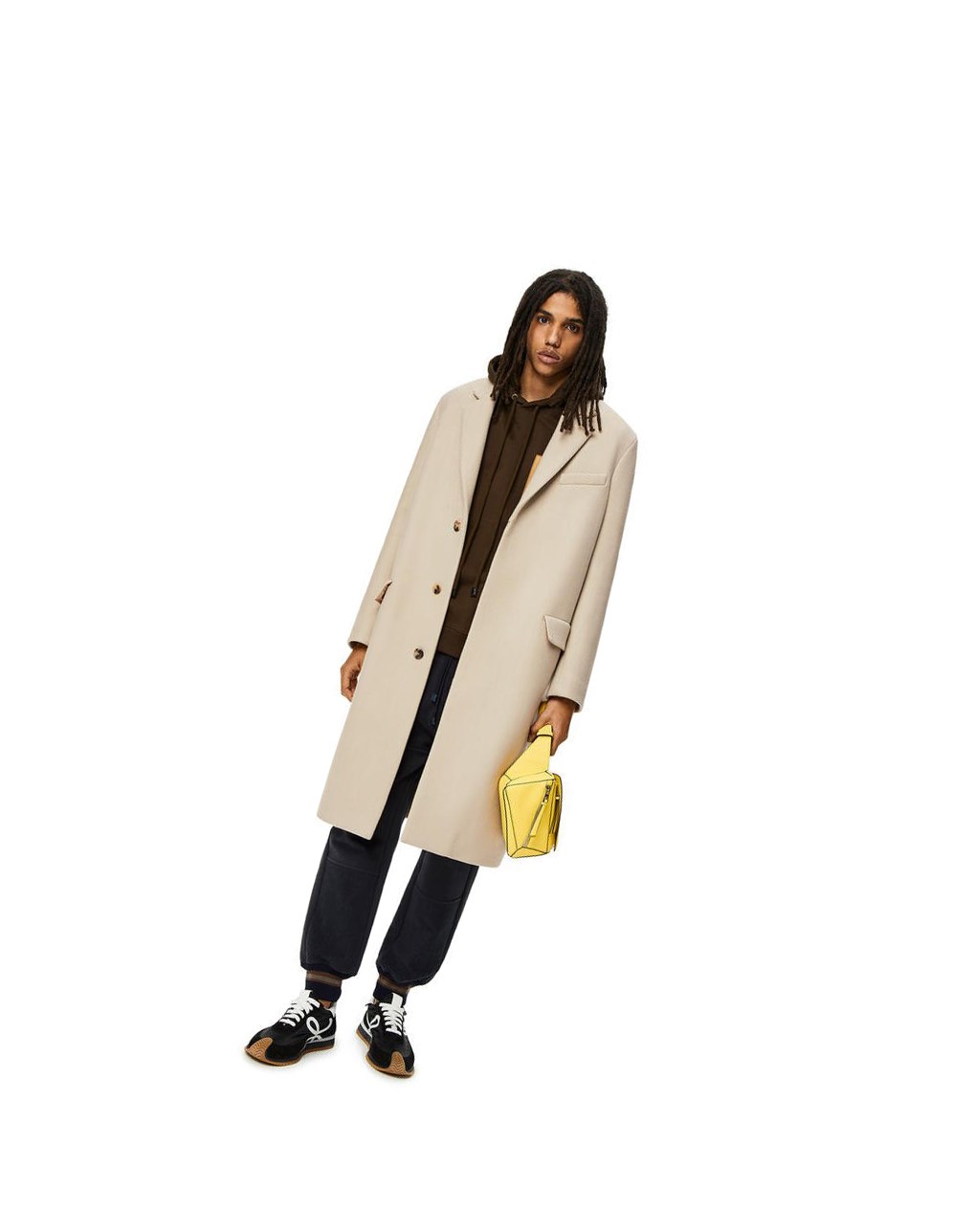 Loewe Single breasted coat in wool Quartz | OLDMS-8709