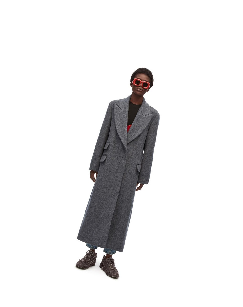 Loewe Single breasted coat in wool and cashmere Grises | FYABW-8924
