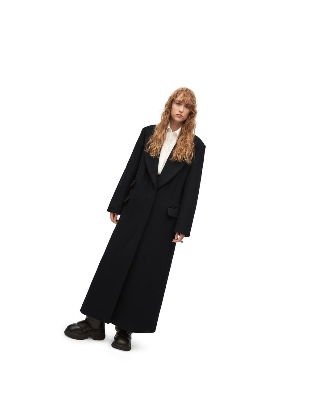 Loewe Single breasted coat in wool and cashmere Negros | JDQAM-0893