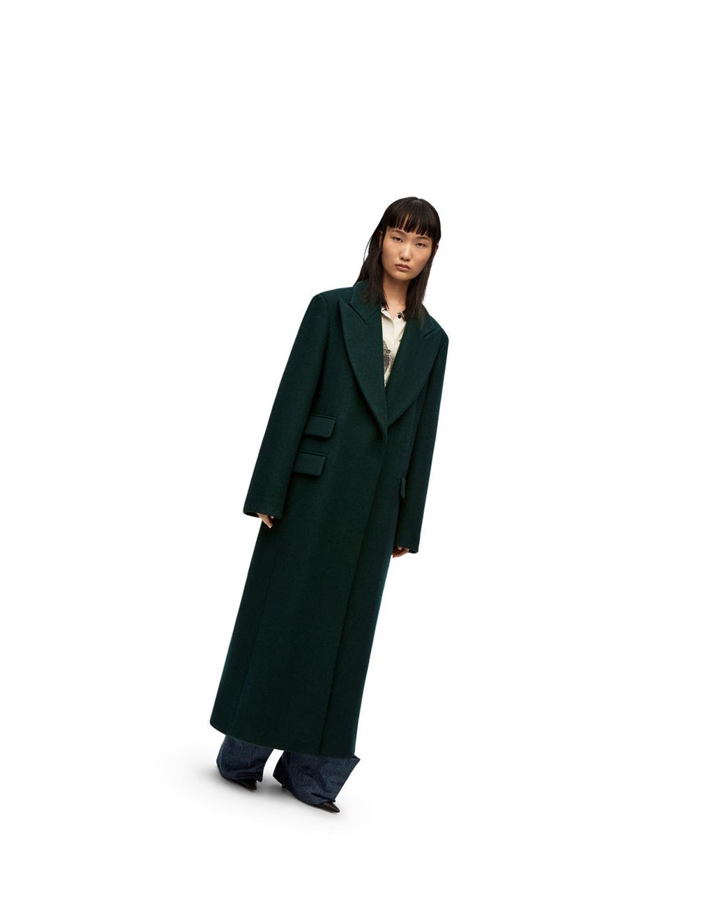 Loewe Single breasted coat in wool and cashmere Verdes | PNEMB-0712