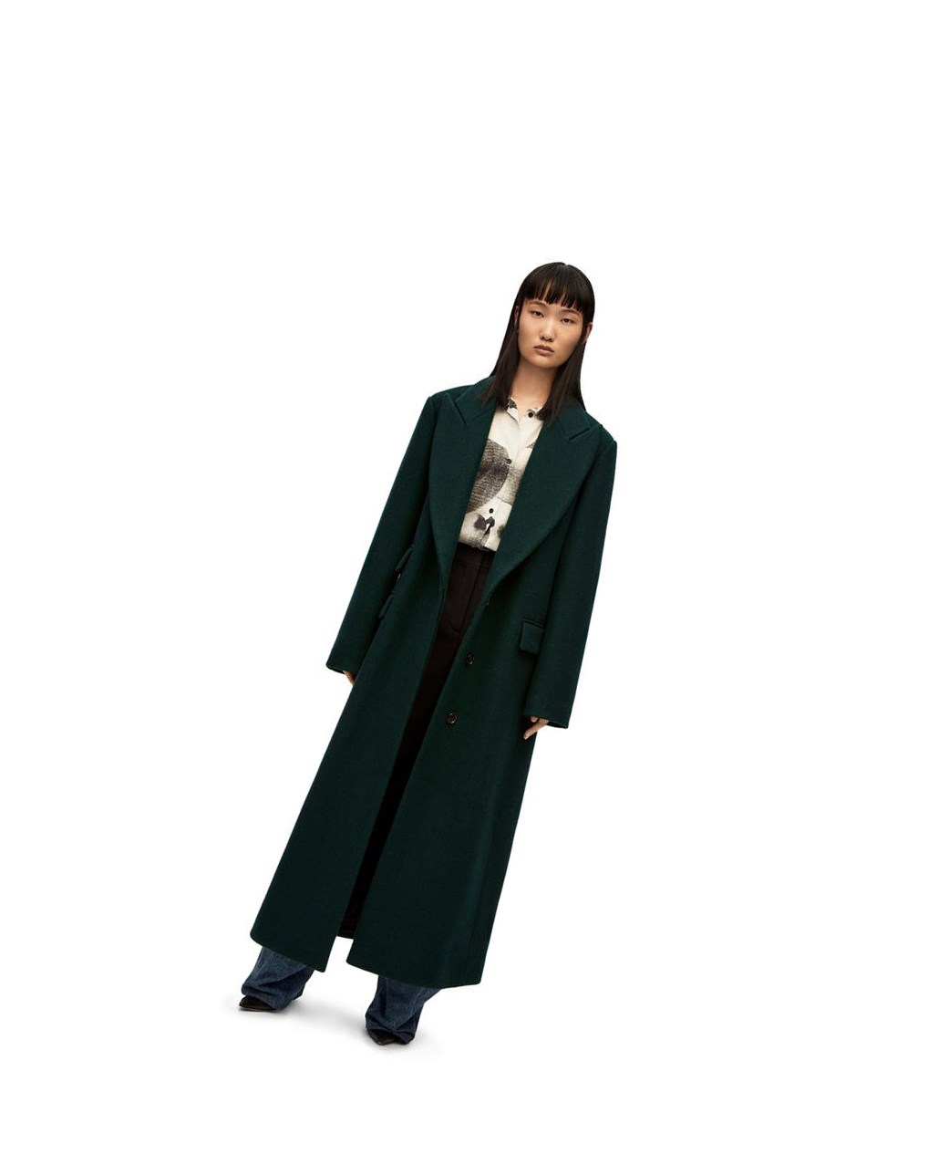 Loewe Single breasted coat in wool and cashmere Verdes | PNEMB-0712