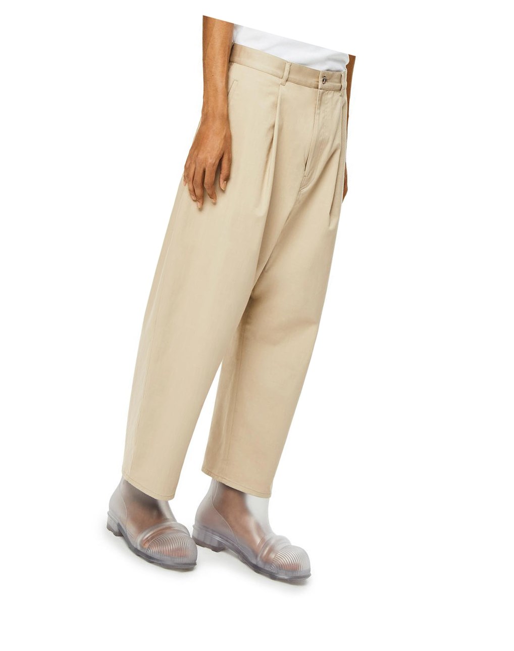 Loewe Single pleat trousers in cotton Grises | RQWMO-5096