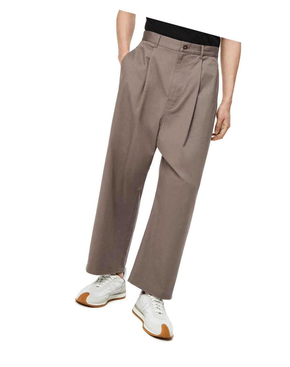 Loewe Single pleat trousers in cotton Iron | VOZEQ-1380