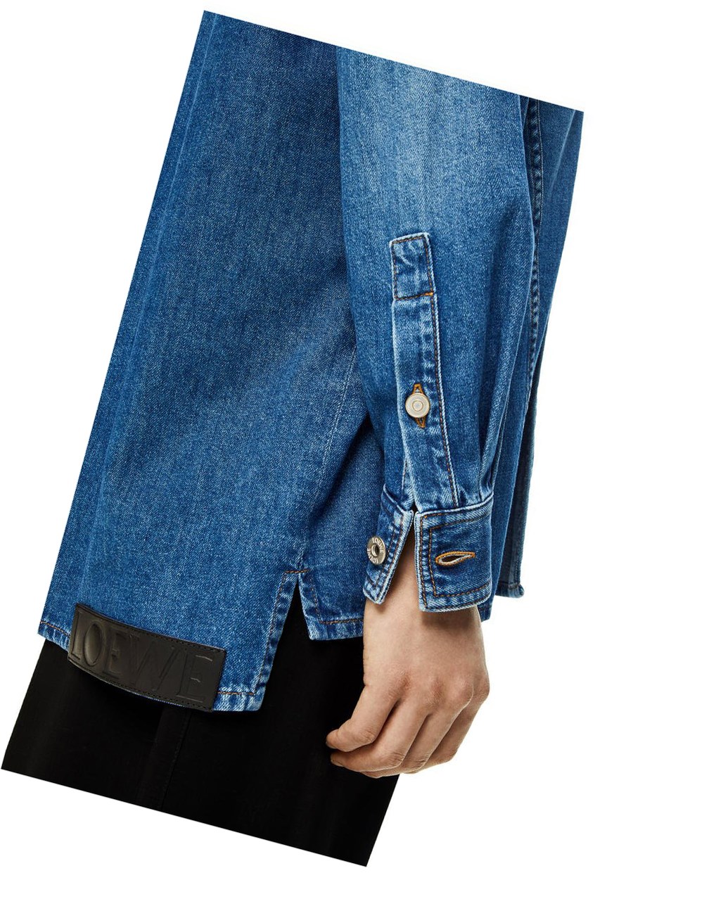Loewe Slanted overshirt in washed denim Azules Azules | UOIQM-8143