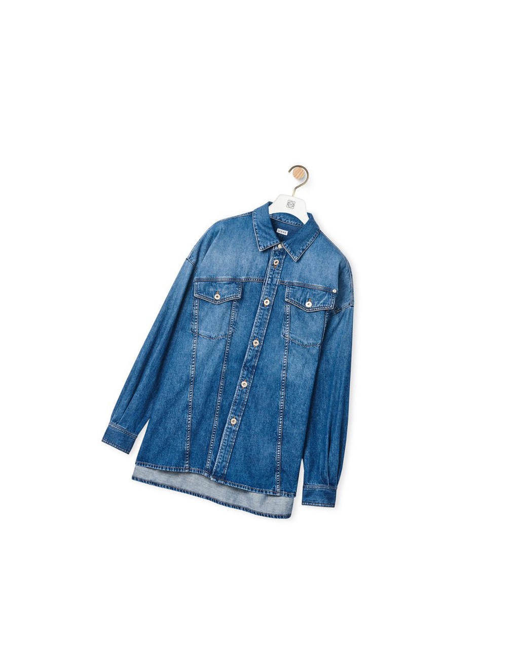 Loewe Slanted overshirt in washed denim Azules Azules | UOIQM-8143