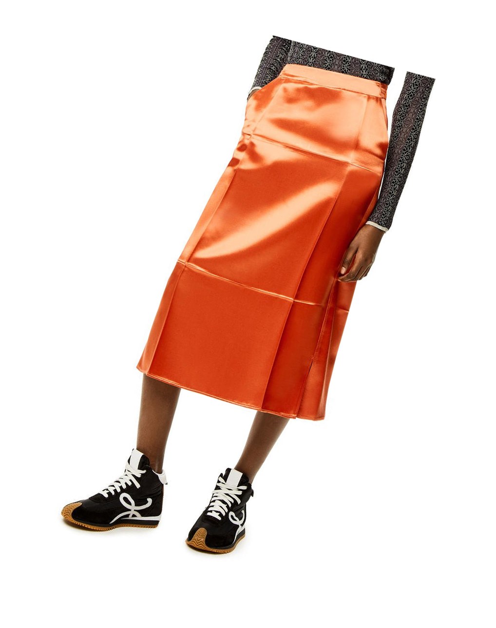 Loewe Slip midi skirt in satin Naranjas | ZQPCA-8251