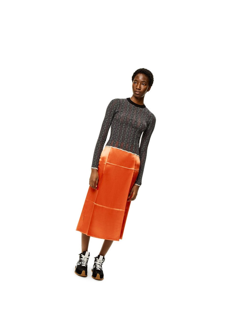 Loewe Slip midi skirt in satin Naranjas | ZQPCA-8251
