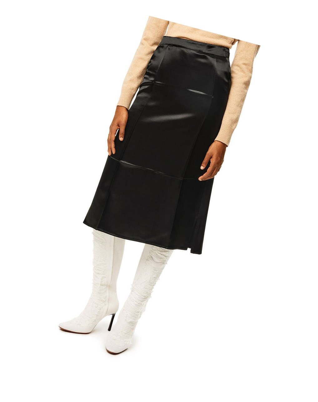 Loewe Slip midi skirt in satin Negros | IJVZG-0796